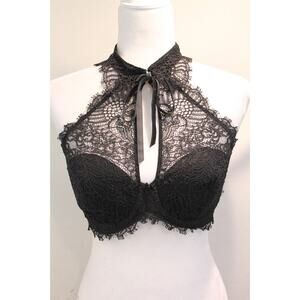 Victoria's Secret Dream Angels Black Lace Collar Demi Bra Padded size 34DD/E75